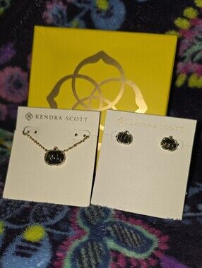 Kendra Scott 14k Gold-Plated Pumpkin 19"  Pendant Necklace and Matching Studs